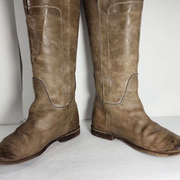 Frye Women's Paige US6,5BDistressed Leather Taupe Tall Equestrian Riding Boots - Picture 6 of 12